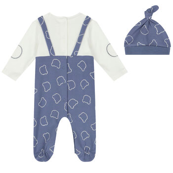 Boys Blue & White Babygrow & Hat Set
